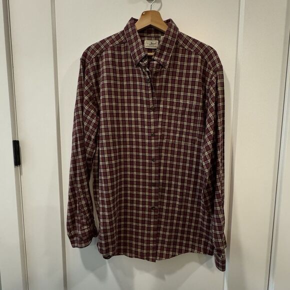 L.L. Bean Other - LL Bean Flannel Shirt Mens Large Button Up Red Plaid